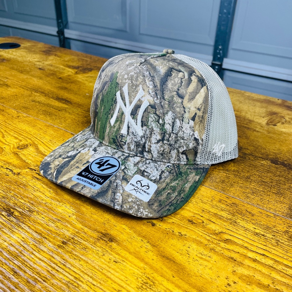 New York Yankees '47 Trucker Hat Mens OSFA Camo Realtree Xtra Snapback NWT